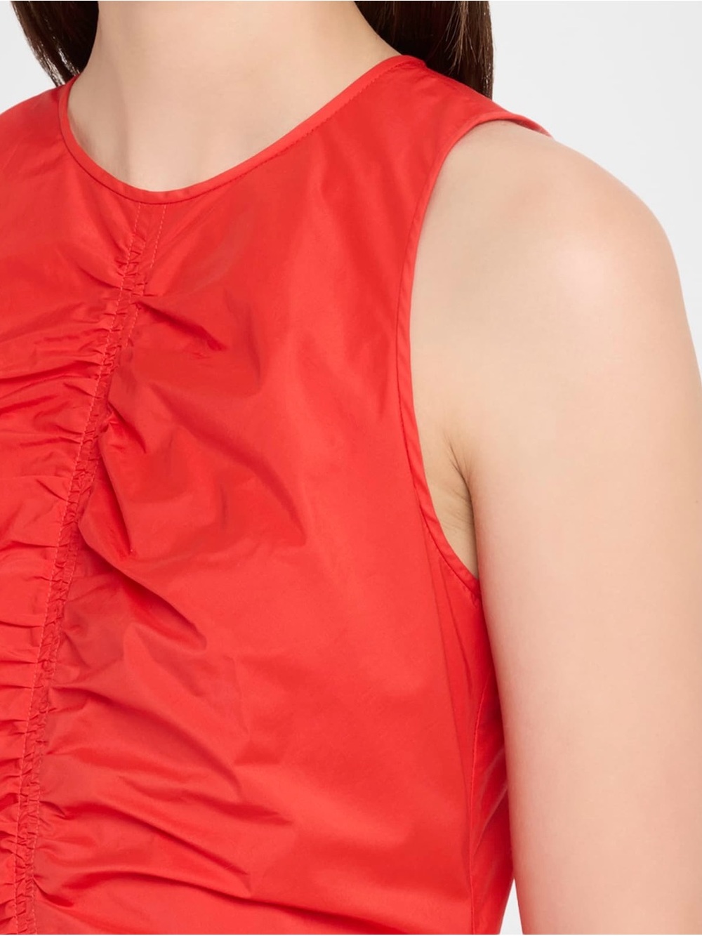 NWT Theory Asymmetric Ruched Sleeveless Midi Dress in Poppy - Picture 5 of 8